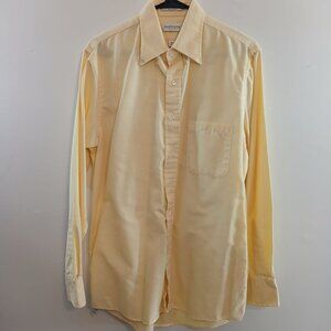 Van Heusen Mens Yellow Oxford Long Sleeve Dress Shirt Size 15.5 34/35 Button-Up